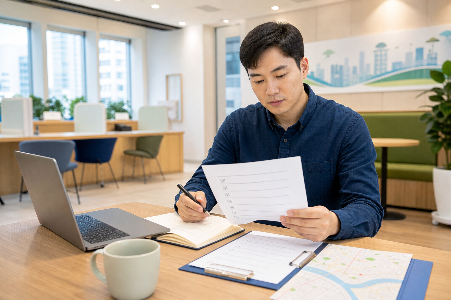 서초구 창업 클리닉 상담 전 사업계획서와 체크리스트를 확인하는 예비 창업자